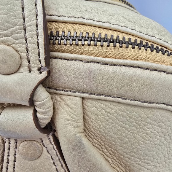 Cole Haan Leather Satchel Handbag Cream Neutral Top Handle Bag Women - Picture 4 of 14